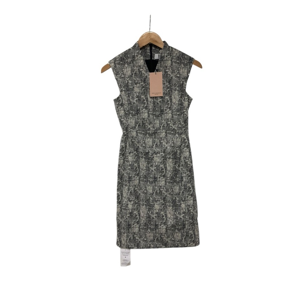 NWT MM Lafleur 0P Aditi Sheath Dress Black White Crackle Print Sleeveless - Picture 2 of 7